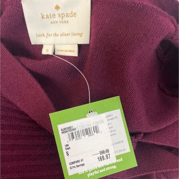 Kate Spade Women's Purple V Neck Long Sleeve Wrap Dress Sz S - NWT - Picture 7 of 10